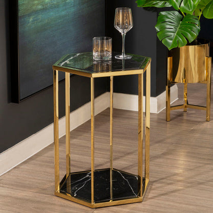 Piermount Black And Gold Finish End Table