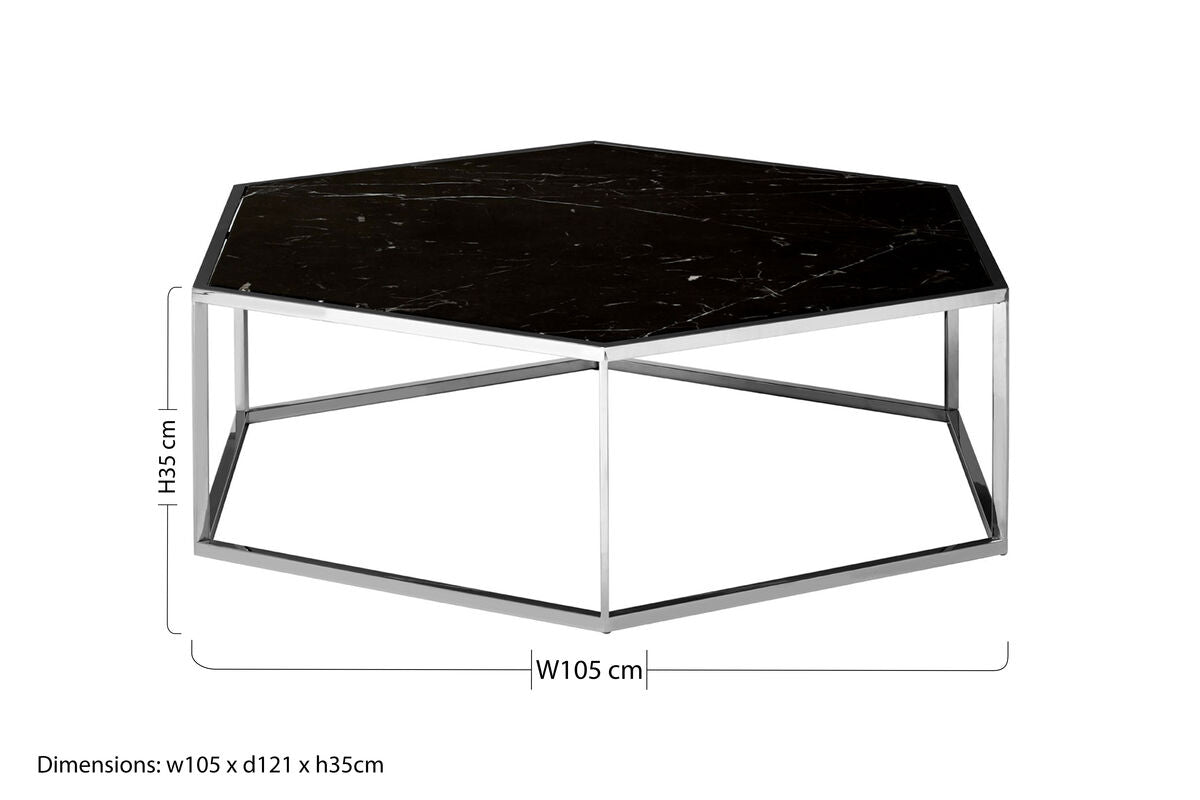 Piermount Silver Frame Hexagon Coffee Table