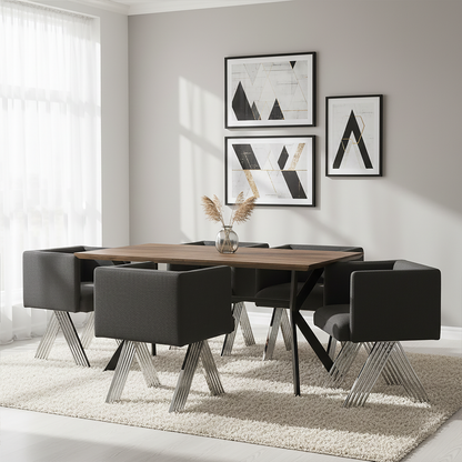 Black Dining Chair with Silver Legs | Piermount