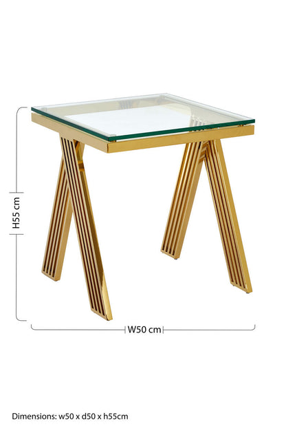 Piermount Gold Finish Side Table
