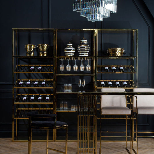 Piermount Gold Bar Shelf Unit With Glass Rack