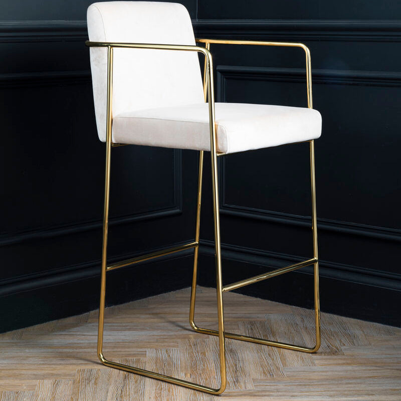 Mink Velvet and Gold Bar Stool | Piermount