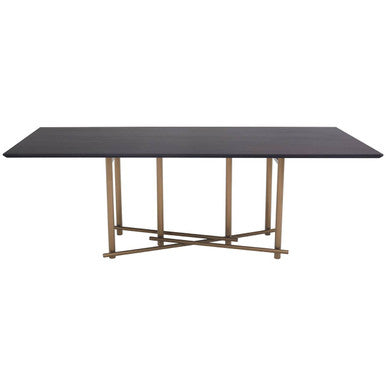 Delta Walnut Veneer Dining Table with Brushed Brass Legs