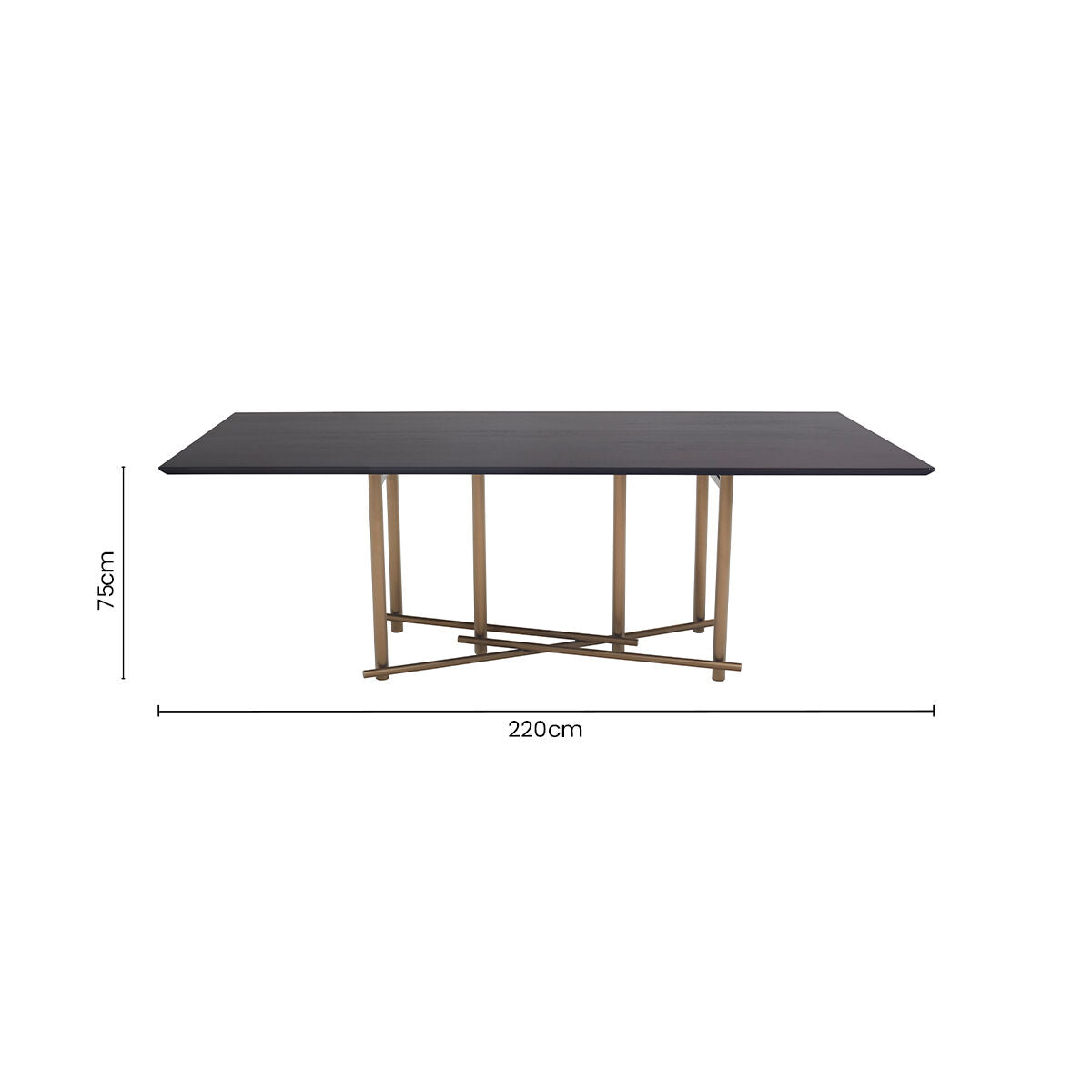 Delta Walnut Veneer Dining Table with Brushed Brass Legs