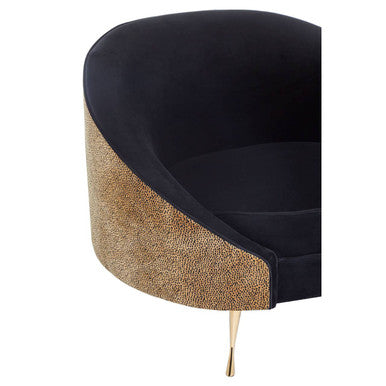 Manhattan Black Velvet and Leopard Print Cocoon Chair