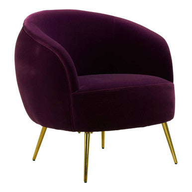 Manhattan Purple Velvet Curved Accent Chair