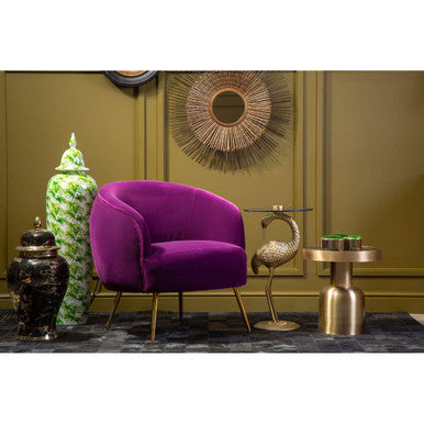 Manhattan Purple Velvet Curved Accent Chair