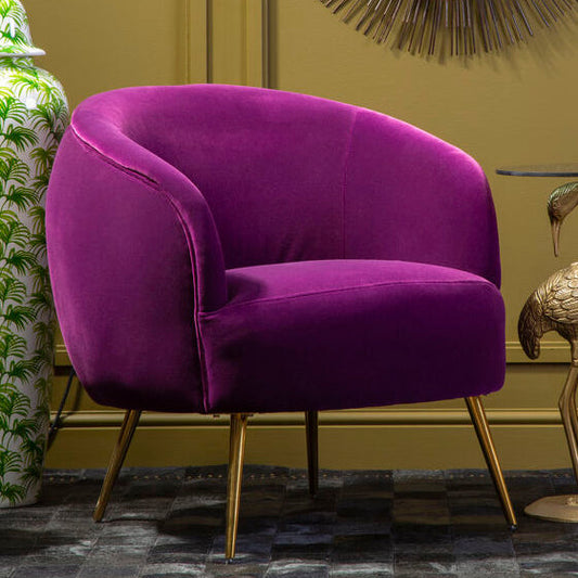 Manhattan Purple Velvet Curved Accent Chair