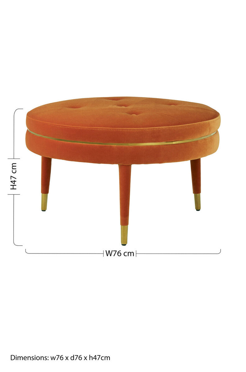 Manhattan Orange Velvet Footstool