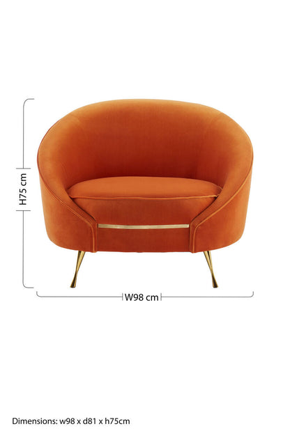 Manhattan Orange Velvet Cocoon Chair