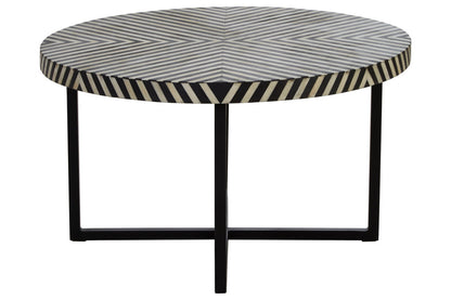 Boho Bone Inlay Coffee Table with Metal Legs