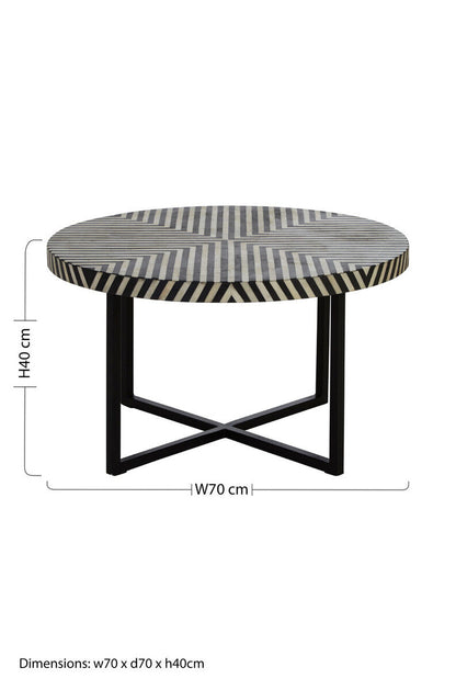 Boho Bone Inlay Coffee Table with Metal Legs