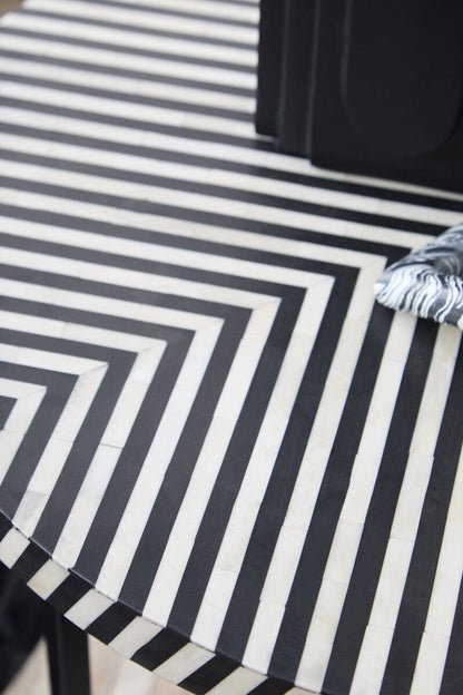 Boho Bone Inlay Coffee Table with Metal Legs