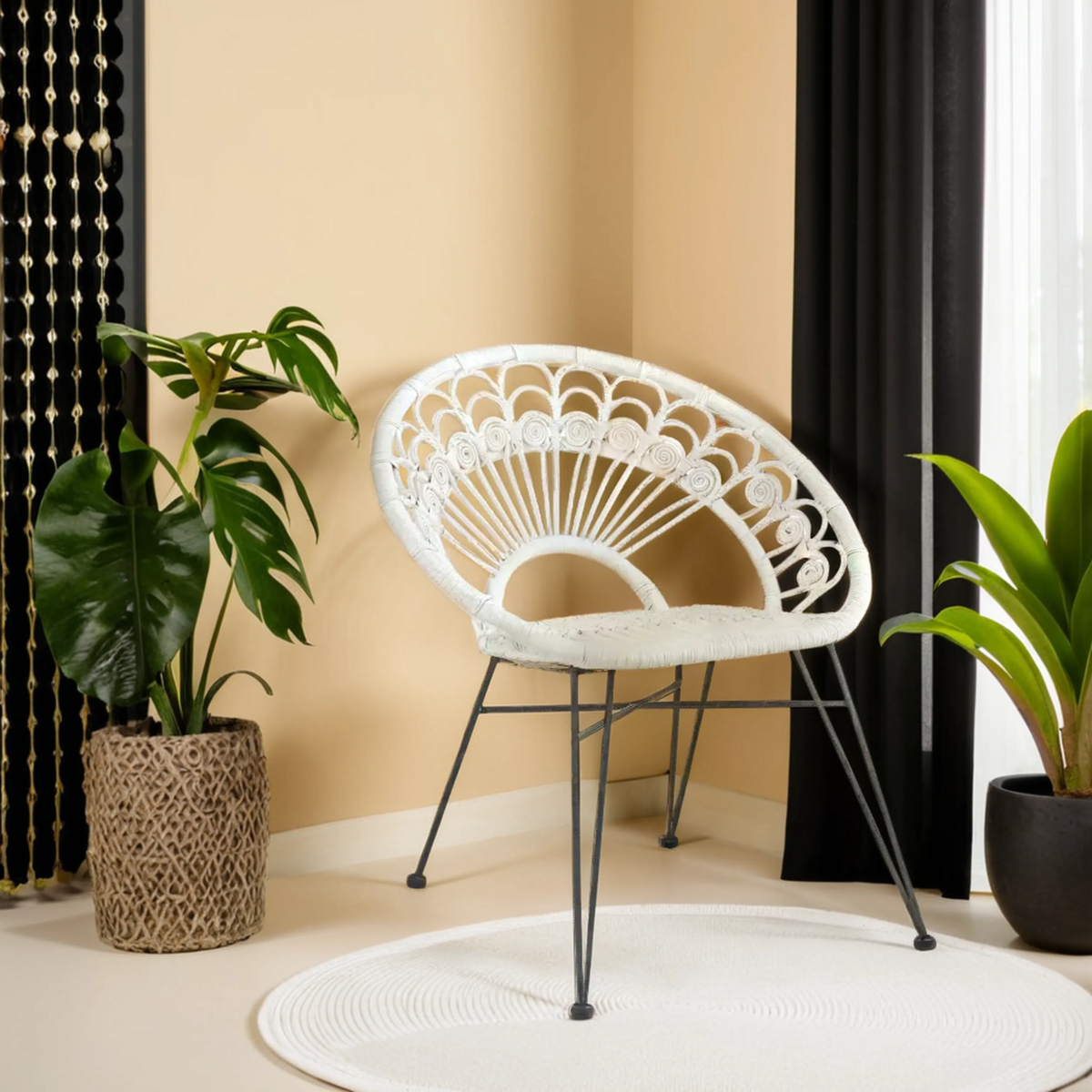 Manado White Natural Rattan Chair