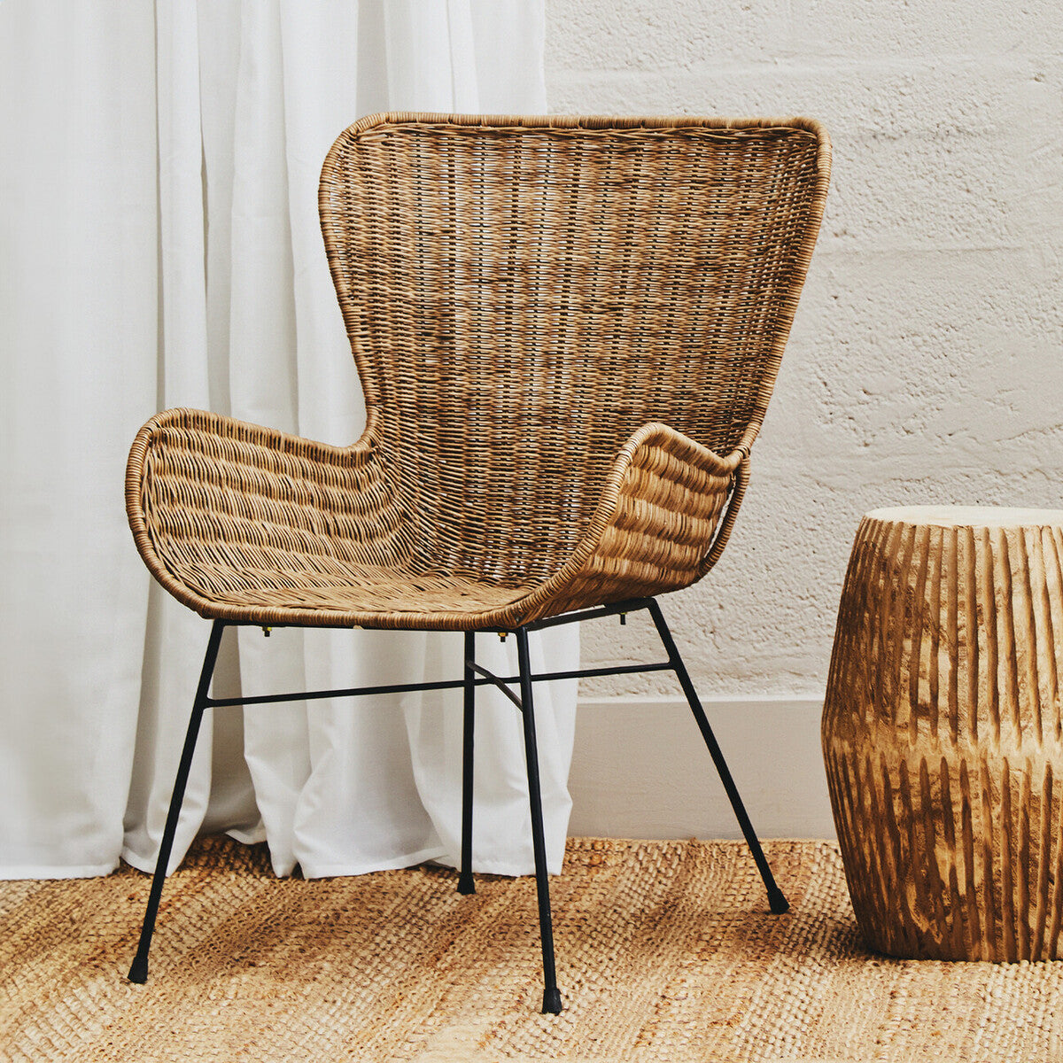 Curved Design Natural Rattan Chair | Manado