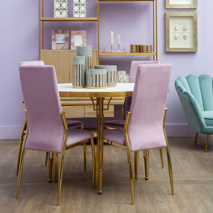 Tamzin Pink Velvet High Back Dining Chair