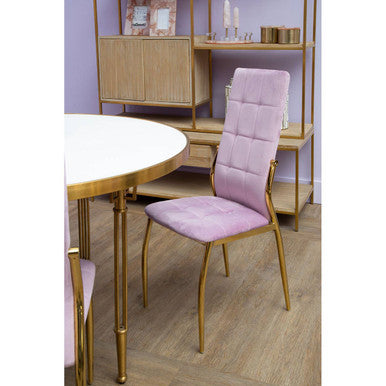 Tamzin Pink Velvet High Back Dining Chair