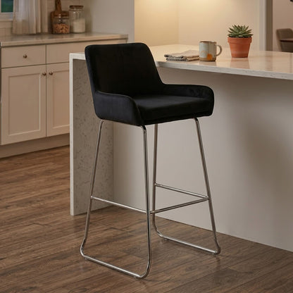 Black Velvet Bar Chair with Low Arms | Tamzin