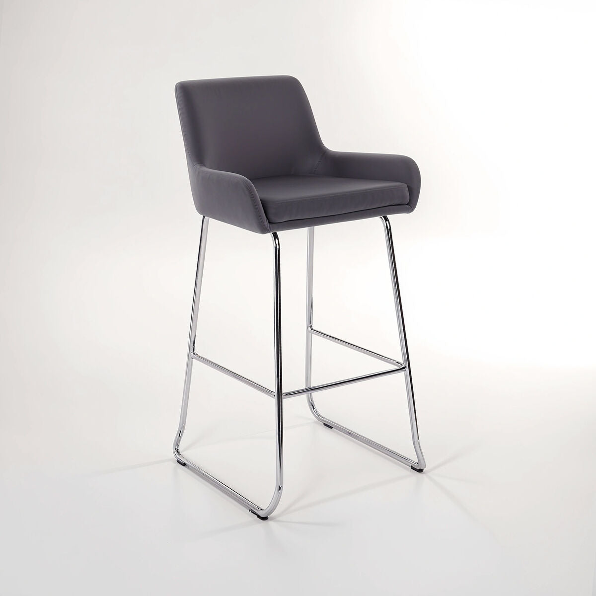 Tamzin Grey Velvet Bar Chair With Low Arms