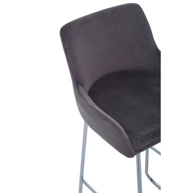Tamzin Grey Velvet Bar Chair With Low Arms