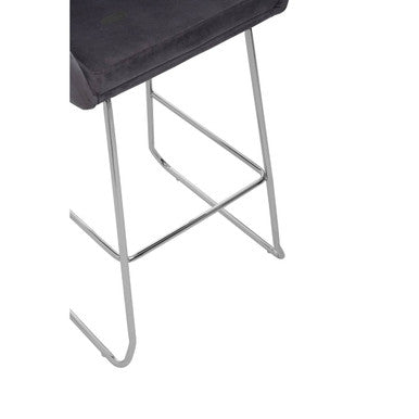 Tamzin Grey Velvet Bar Chair With Low Arms