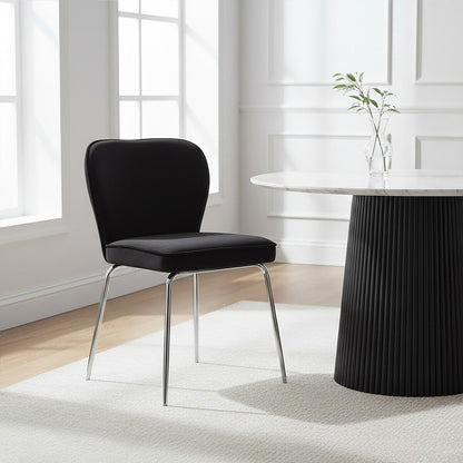 Curved Black Chrome Finish Dining Chair | Tamzin