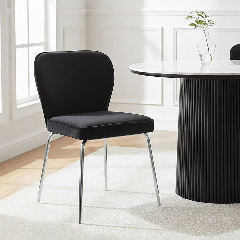 Curved Black Chrome Finish Dining Chair | Tamzin