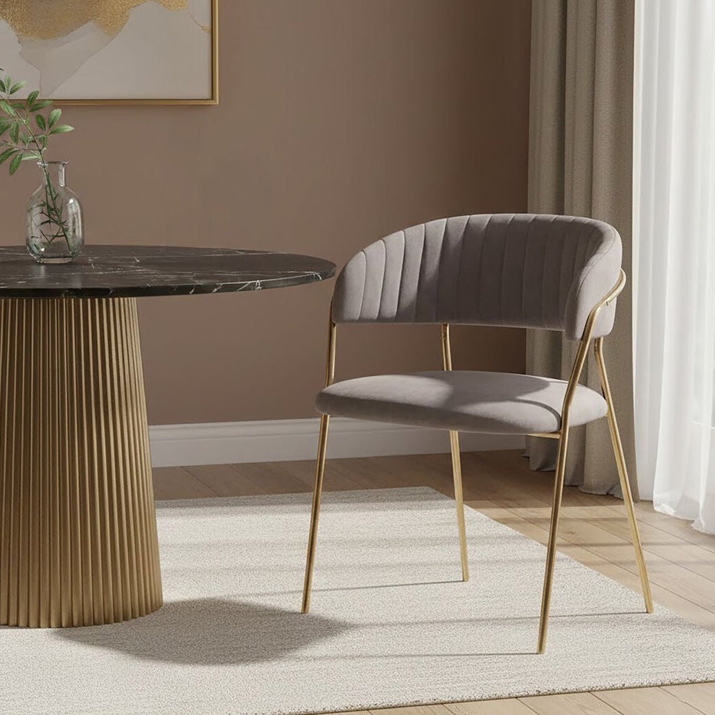 Mink Velvet Channel Tufted Dining Chair | Tamzin