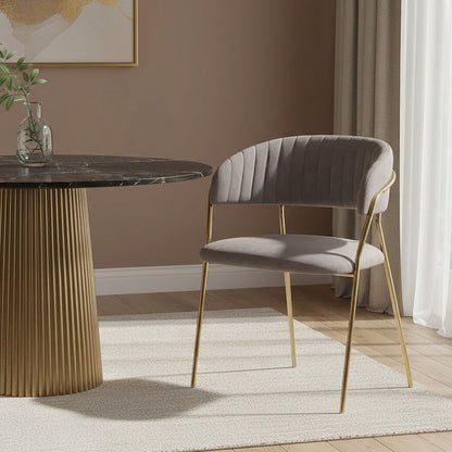 Mink Velvet Channel Tufted Dining Chair | Tamzin