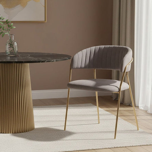Mink Velvet Channel Tufted Dining Chair | Tamzin