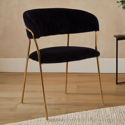 Tamzin Black Channel Gold Finish Dining Chair