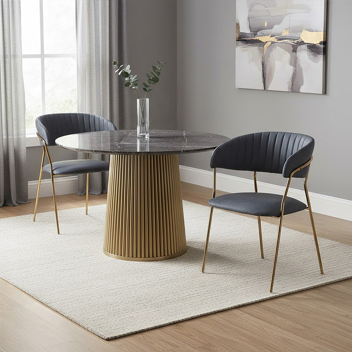 Dark Grey Faux Leather Dining Chair | Tamzin