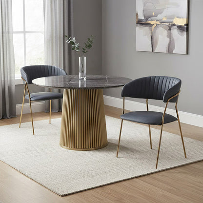 Dark Grey Faux Leather Dining Chair | Tamzin