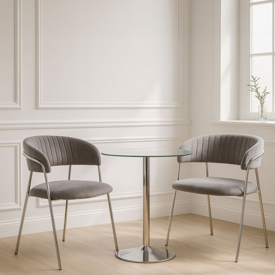 Tamzin Mink Channel Chrome Finish Dining Chair