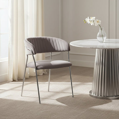Tamzin Mink Channel Chrome Finish Dining Chair