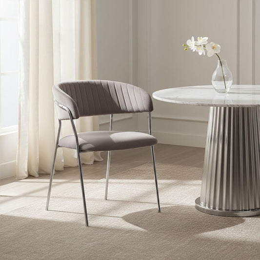 Tamzin Mink Channel Chrome Finish Dining Chair