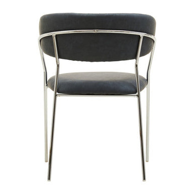 Tamzin Dark Grey Leather Effect Curved Dining Chair