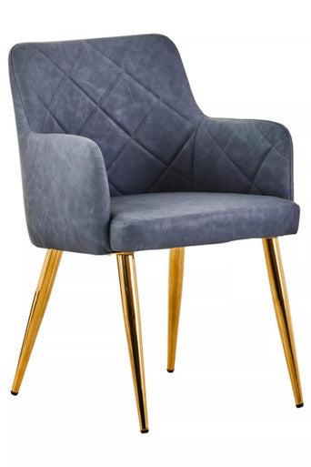 Tamzin Dark Grey Leaather Effect Angular Dining Chair