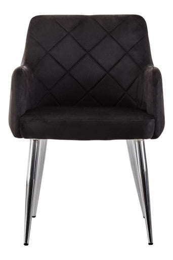 Tamzin Black Velvet Splayed Dining Chair