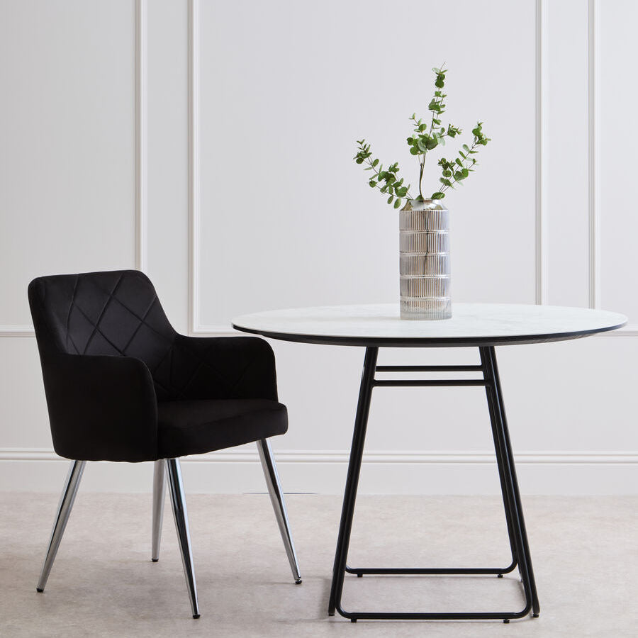 Tamzin Black Velvet Splayed Dining Chair