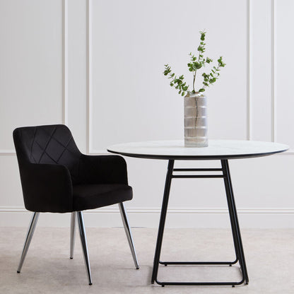 Tamzin Black Velvet Splayed Dining Chair