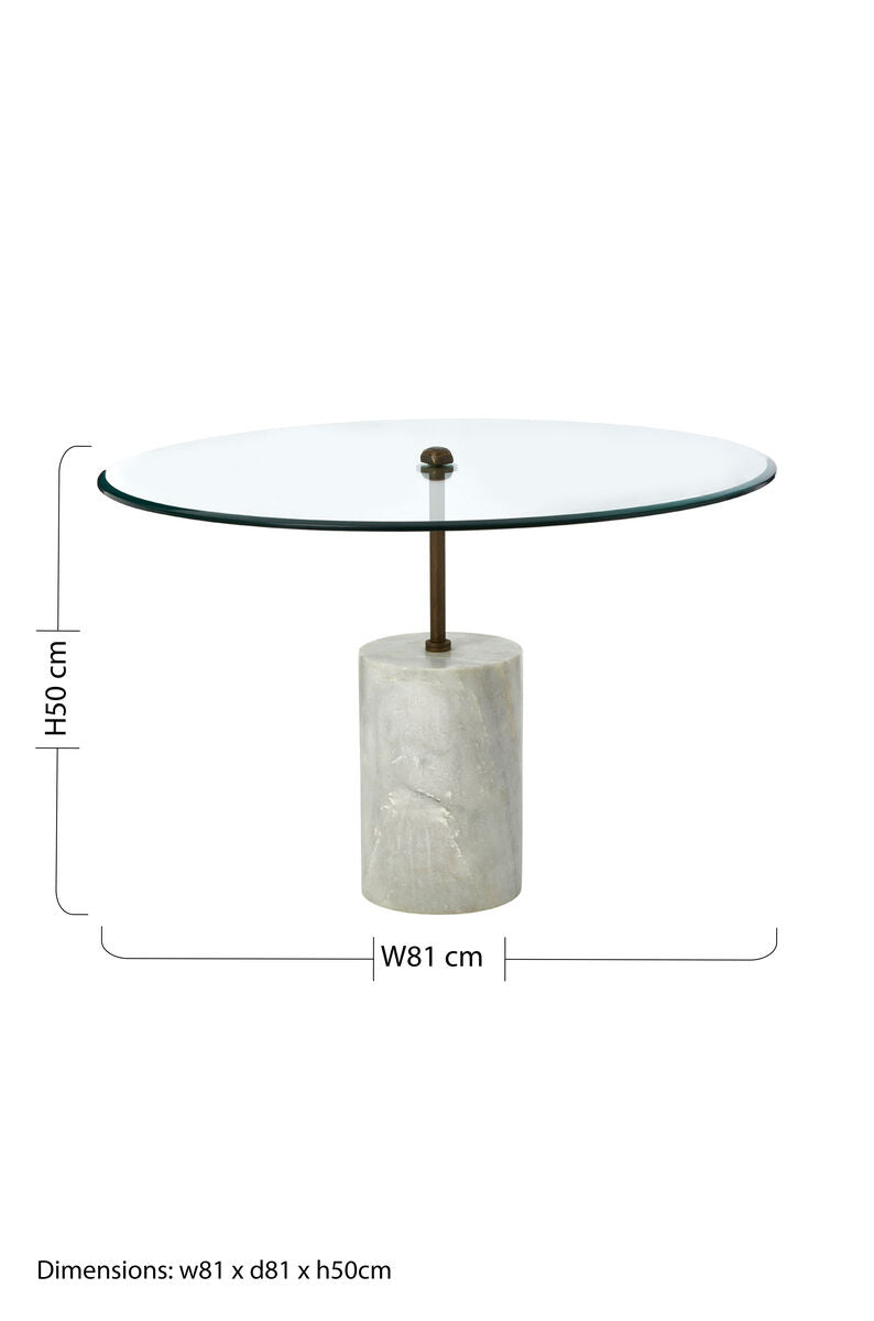 Rany Glass And White Marble Side Table