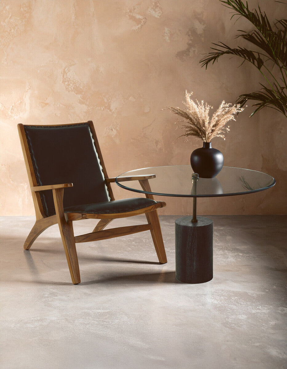 Rany Glass And Black Marble Side Table