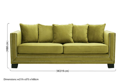 Sofia 3 Seat Moss Velvet Sofa