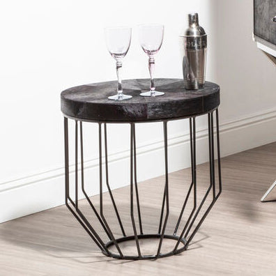 Kensington Townhouse Hair On Hide Top Round Side Table