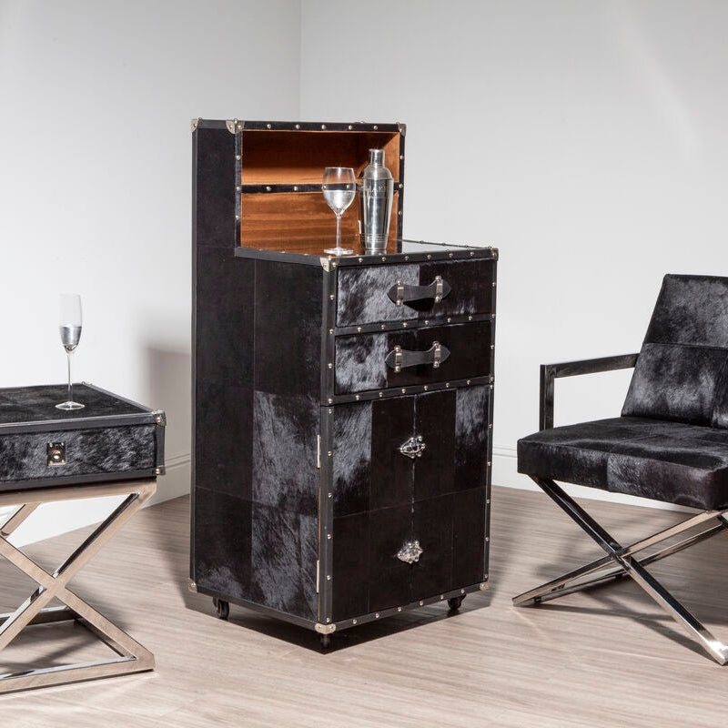 Kensington Townhouse Hair On Leather Drinks Cabinet