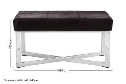 Kensington Townhouse Black Hair On Leather Leather Bench