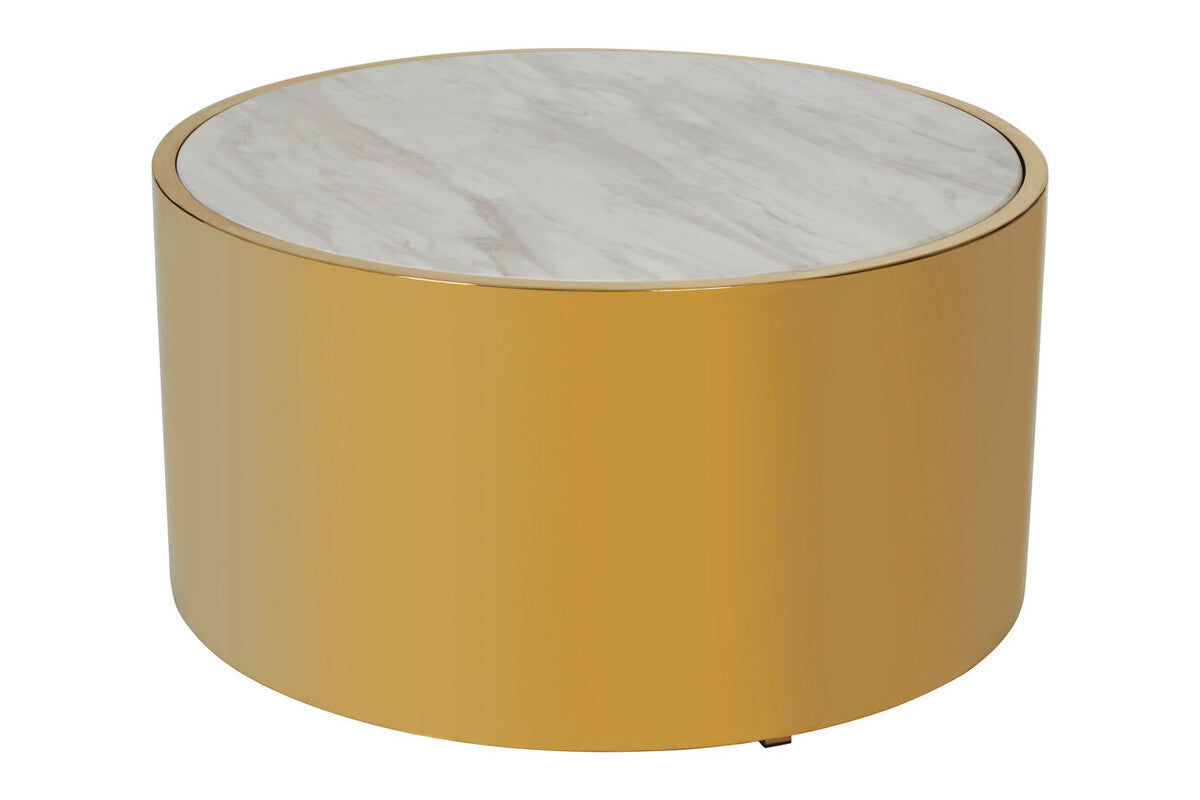 Carlox Round Gold and Marble Effect Coffee Table