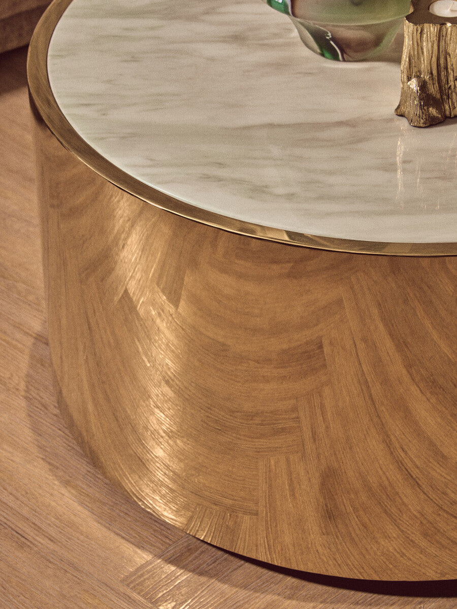 Carlox Round Gold and Marble Effect Coffee Table