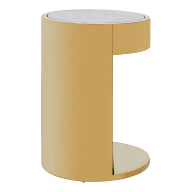 Carlox Gold and Marble Effect Round Side Table